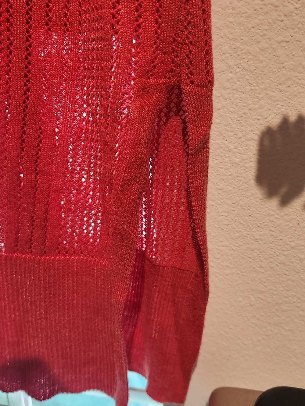 Margaux & Elle Coral Open Knit Long Cardigan Duster L Pockets - Picture 6 of 14